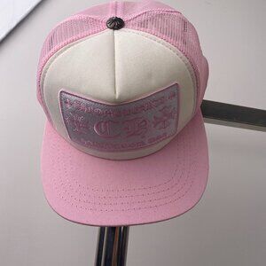 Chrome Hearts Pink And White Mesh Hat